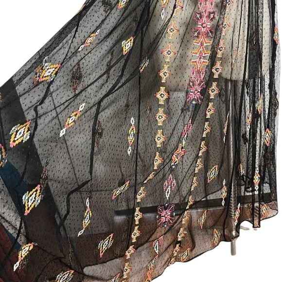 Sundance Dreamy Destinations Black Swiss Dot Embroidered Maxi Boho Dress — XL - Picture 5 of 14